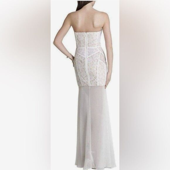 Bcbg Maxazria Elegant White Strapless Lace Dress, US2 - Picture 3 of 14